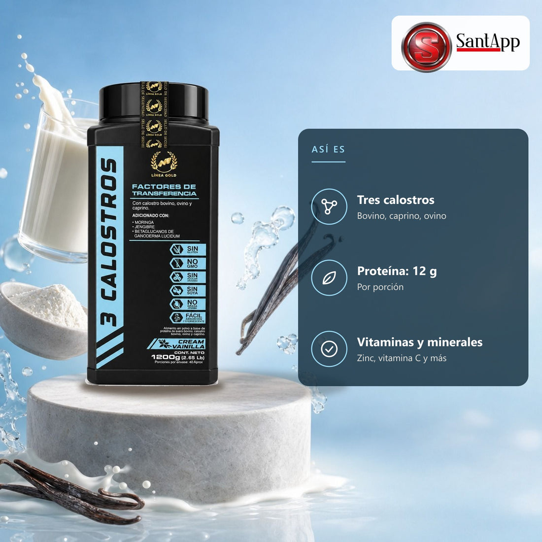 3 Calostros: 12 g de proteína por porción