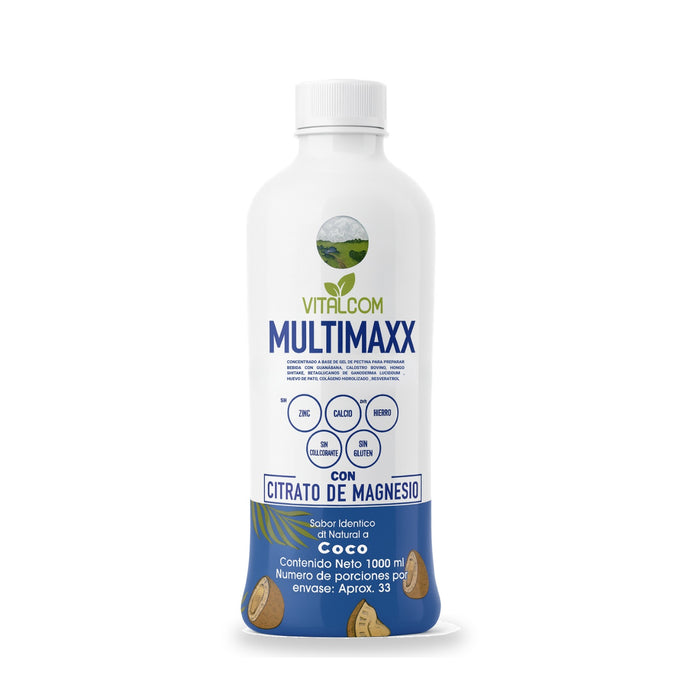 Multimaxx concentrado con citrato de magnesio, calostro y colágeno sabor coco 1000 ml