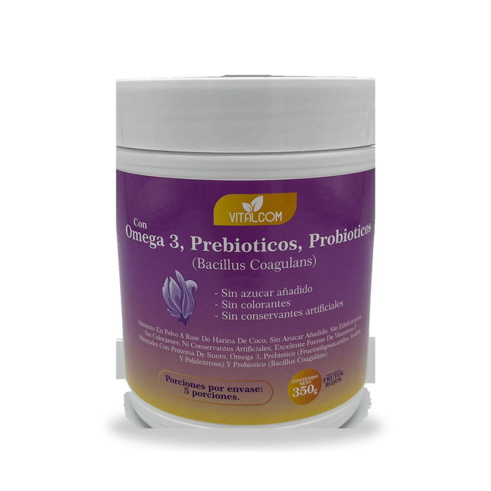 Vitalcom alimento en polvo con omega 3, prebióticos y probióticos 350 g