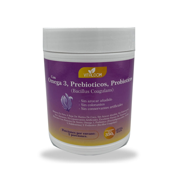 Vitalcom alimento en polvo con omega 3, prebióticos y probióticos 350 g