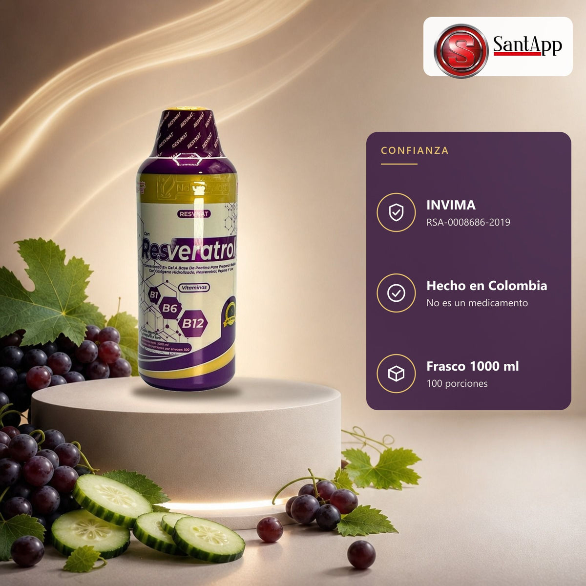 Resveratrol líquido con registro INVIMA RSA-0008686-2019