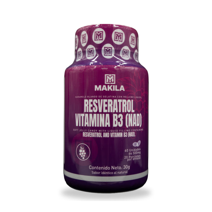 Resveratrol y vitamina B3 (NAD) Makila en cápsulas blandas x 60