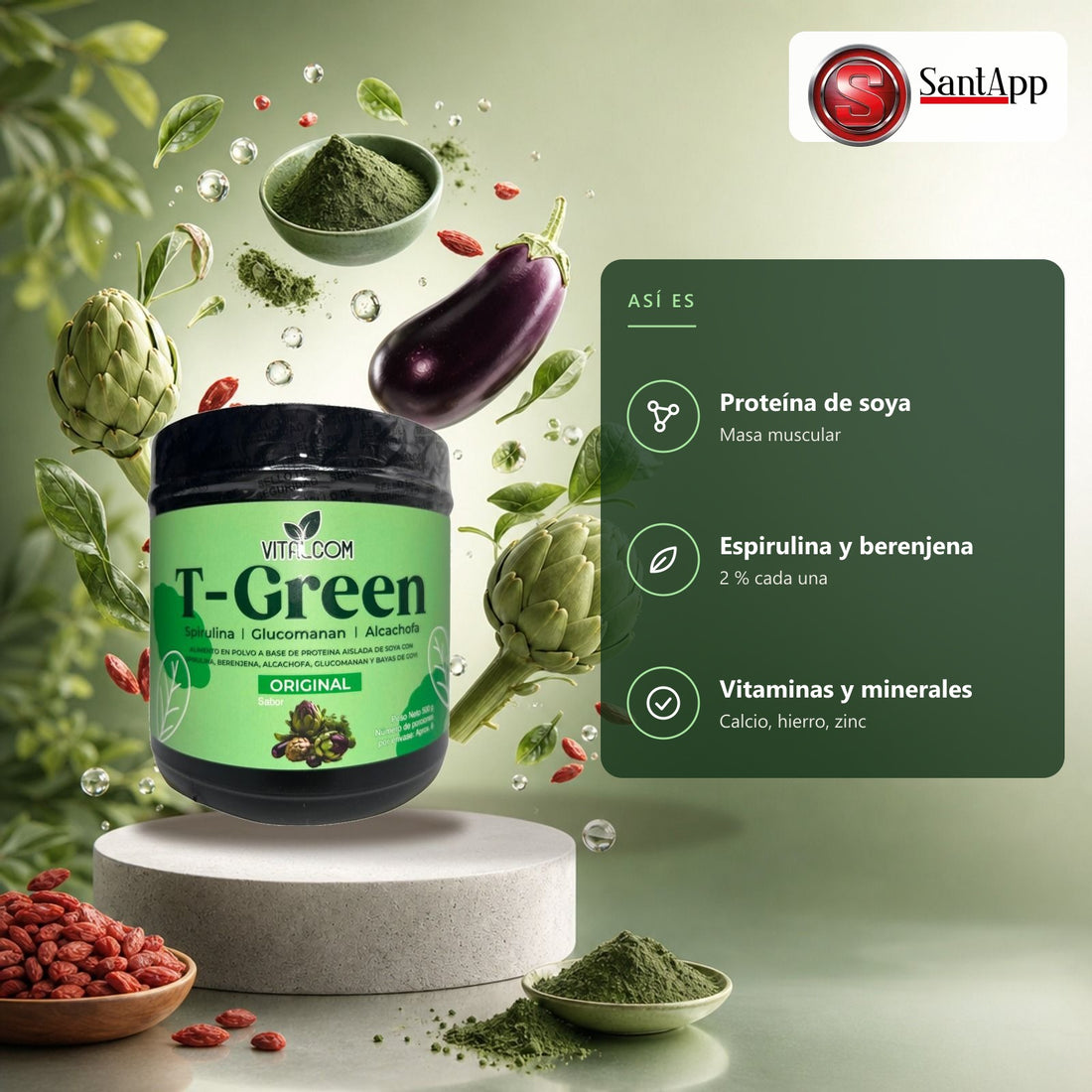 T-Green: proteína, vitaminas y minerales