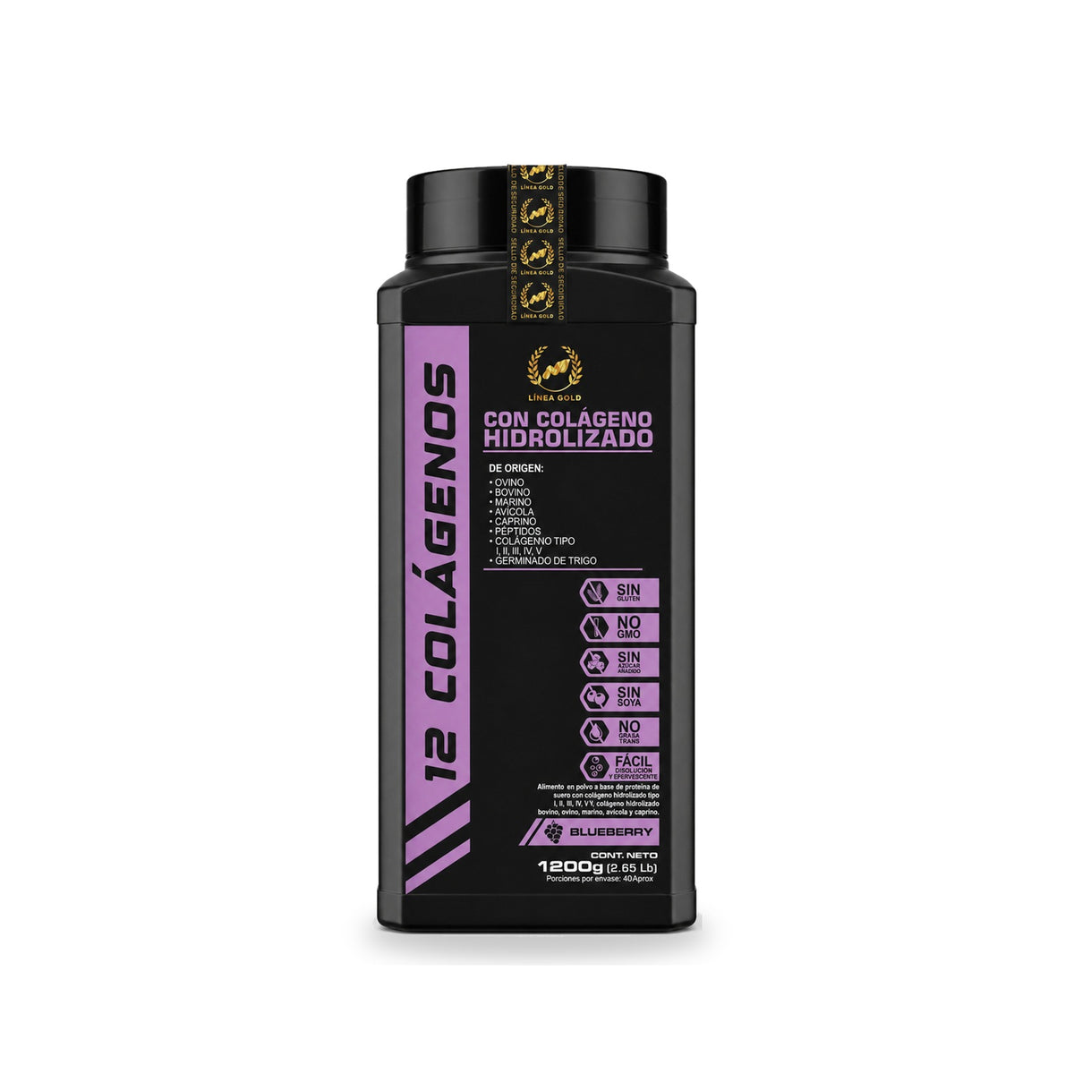 12 Colágenos Línea Gold proteína de suero con colágeno hidrolizado 1200 g