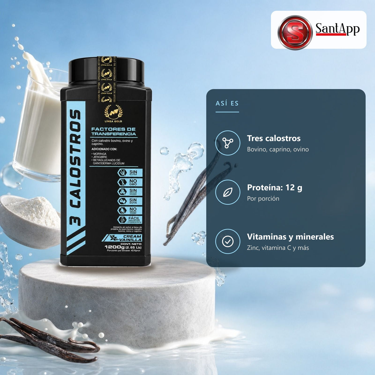 3 Calostros: 12 g de proteína por porción