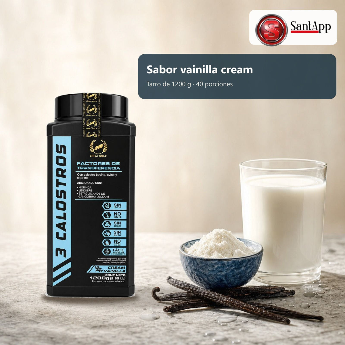 3 Calostros sabor vainilla cream, tarro de 1200 g