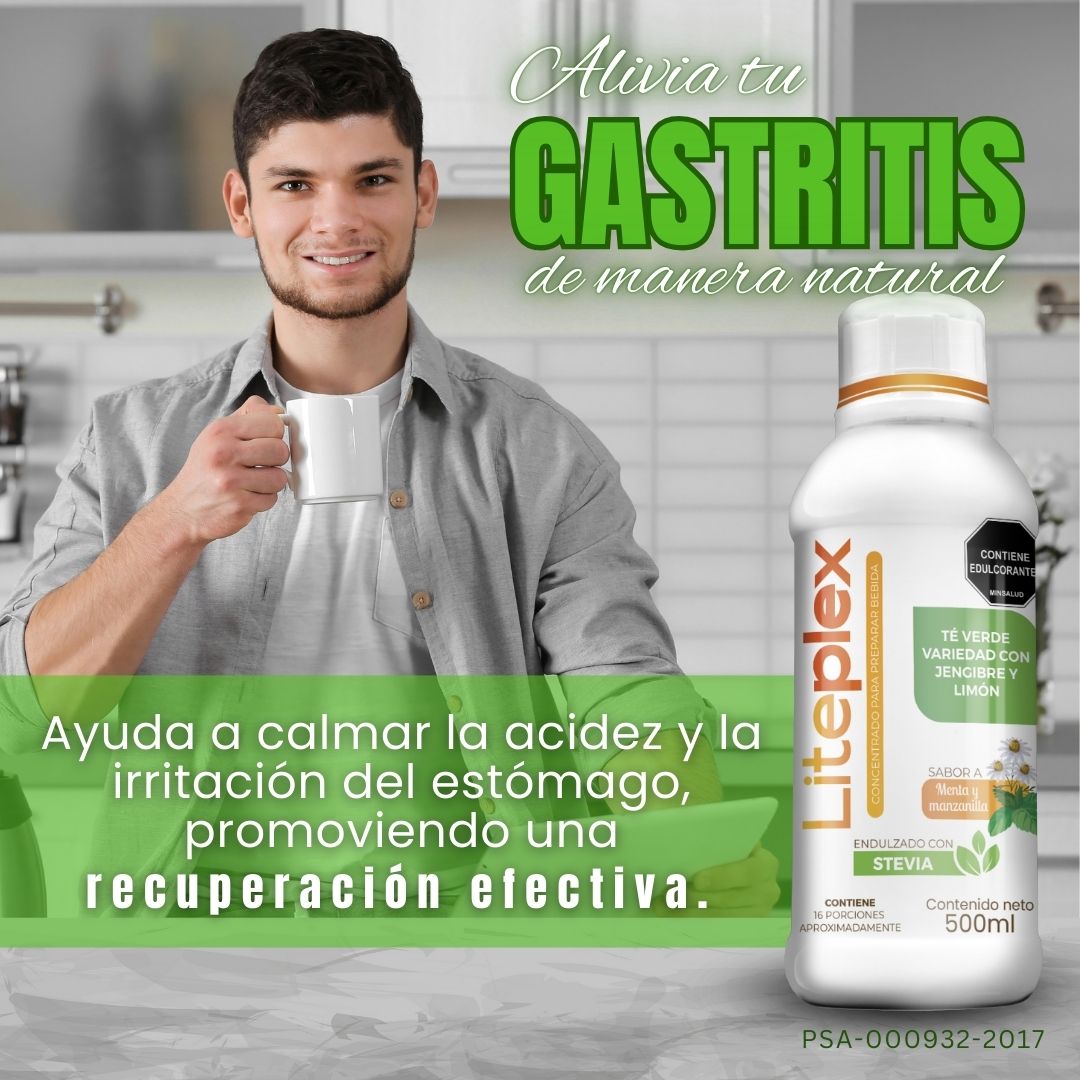 LITEPLEX
Alivio gastritis
Salud digestiva
Reducción acidez
Bienestar estomacal
Producto natural
Suplemento digestivo
Protege el estómago
Registro INVIMA
Alivio reflujo