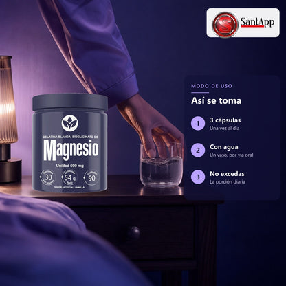 Cómo tomar bisglicinato de magnesio: 3 cápsulas blandas al día con agua