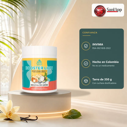 Booster Lion con registro INVIMA RSA-0021828-2022, hecho en Colombia