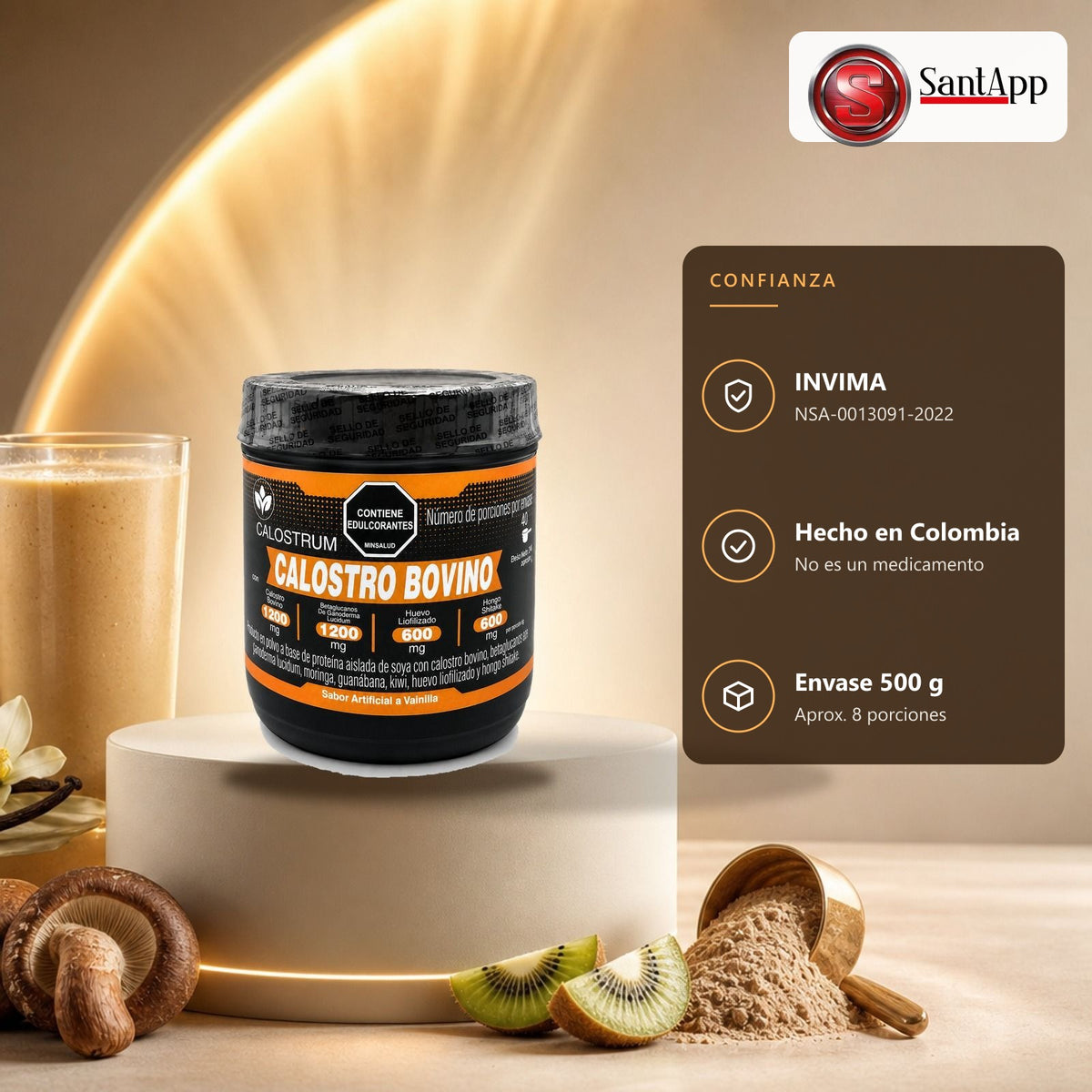 Calostrum Vitalcom con notificación sanitaria INVIMA NSA-0013091-2022