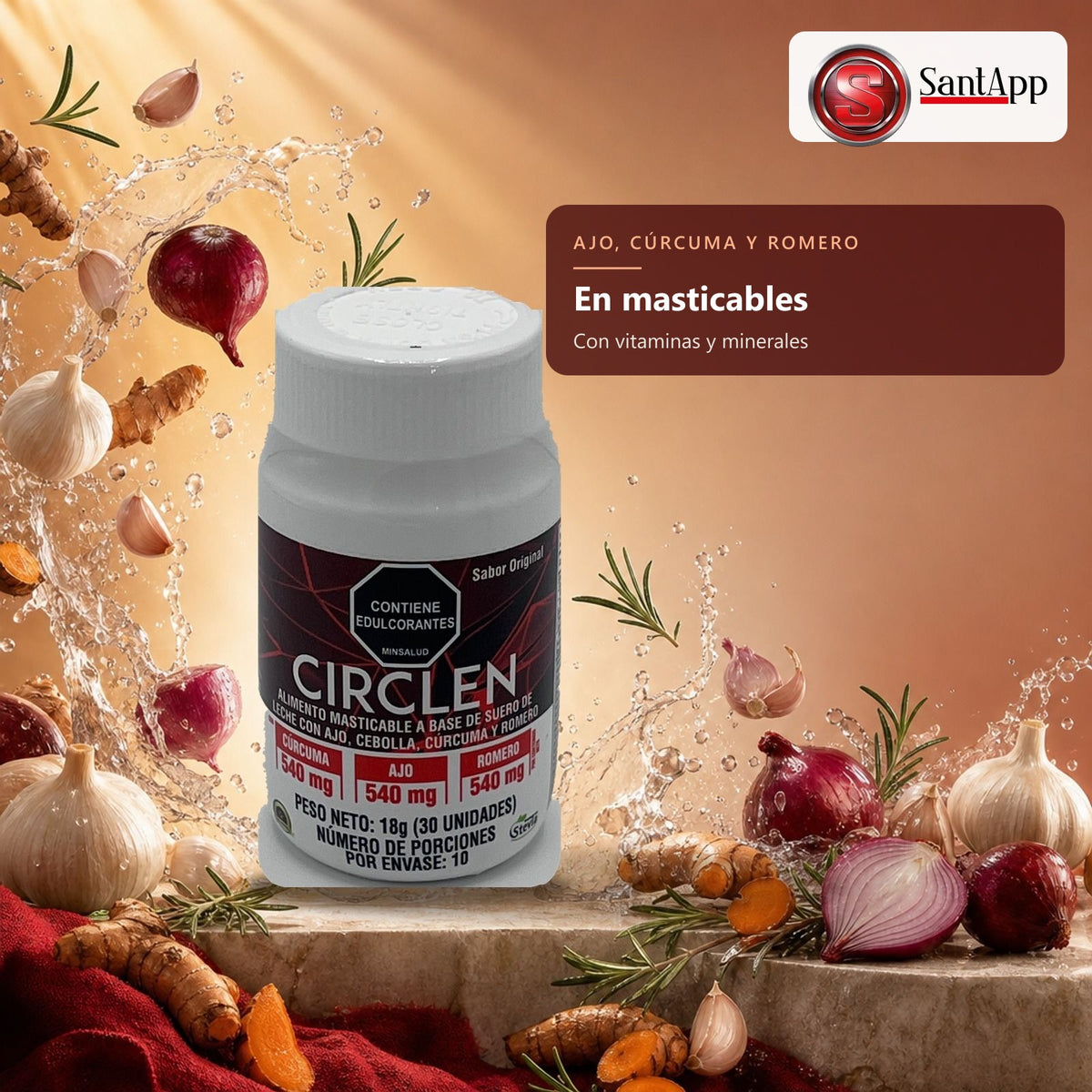 Masticables de ajo, cúrcuma y romero con vitaminas