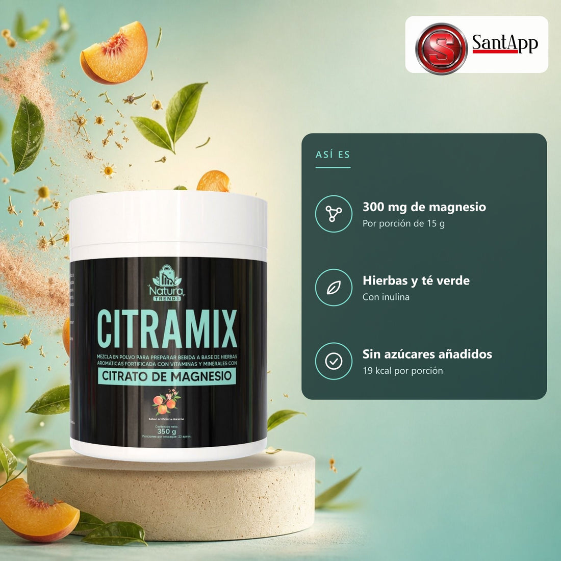 Citramix: 300 mg de magnesio por porción, hierbas y té verde, sin azúcares añadidos