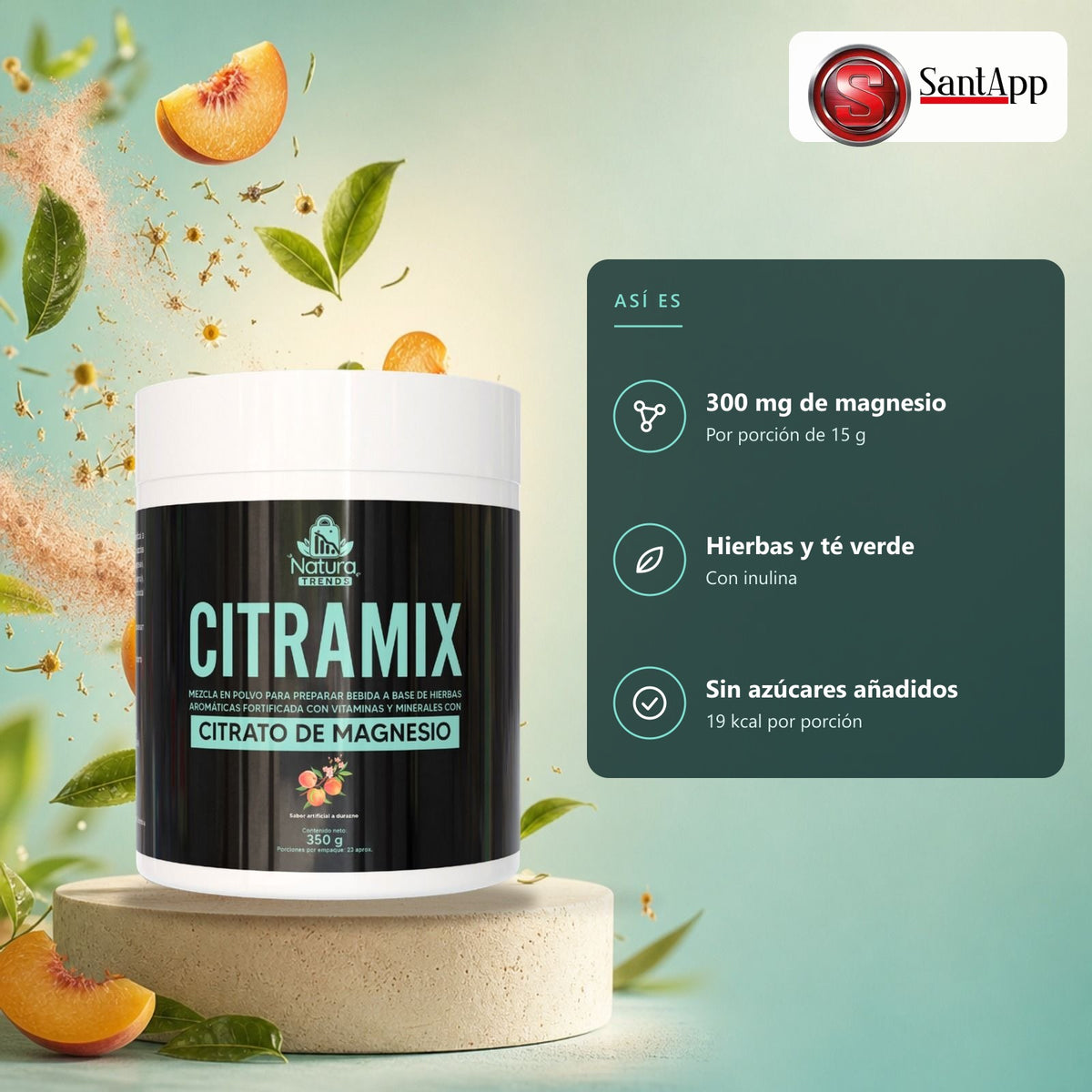 Citramix: 300 mg de magnesio por porción, hierbas y té verde, sin azúcares añadidos