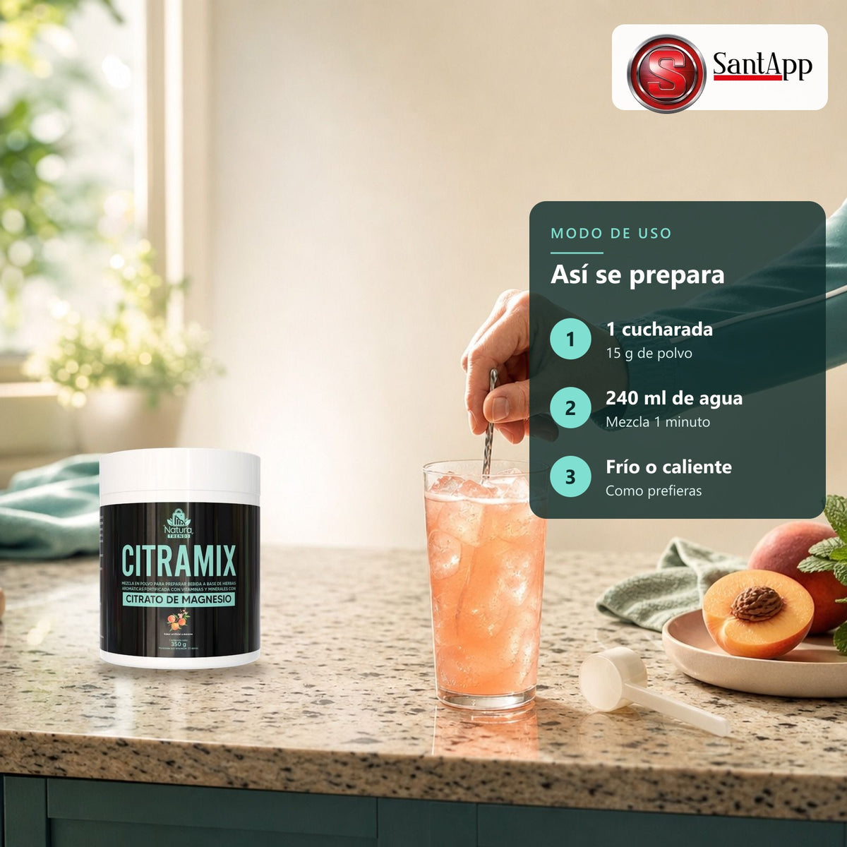 Cómo preparar citrato de magnesio Citramix: 15 g en 240 ml de agua