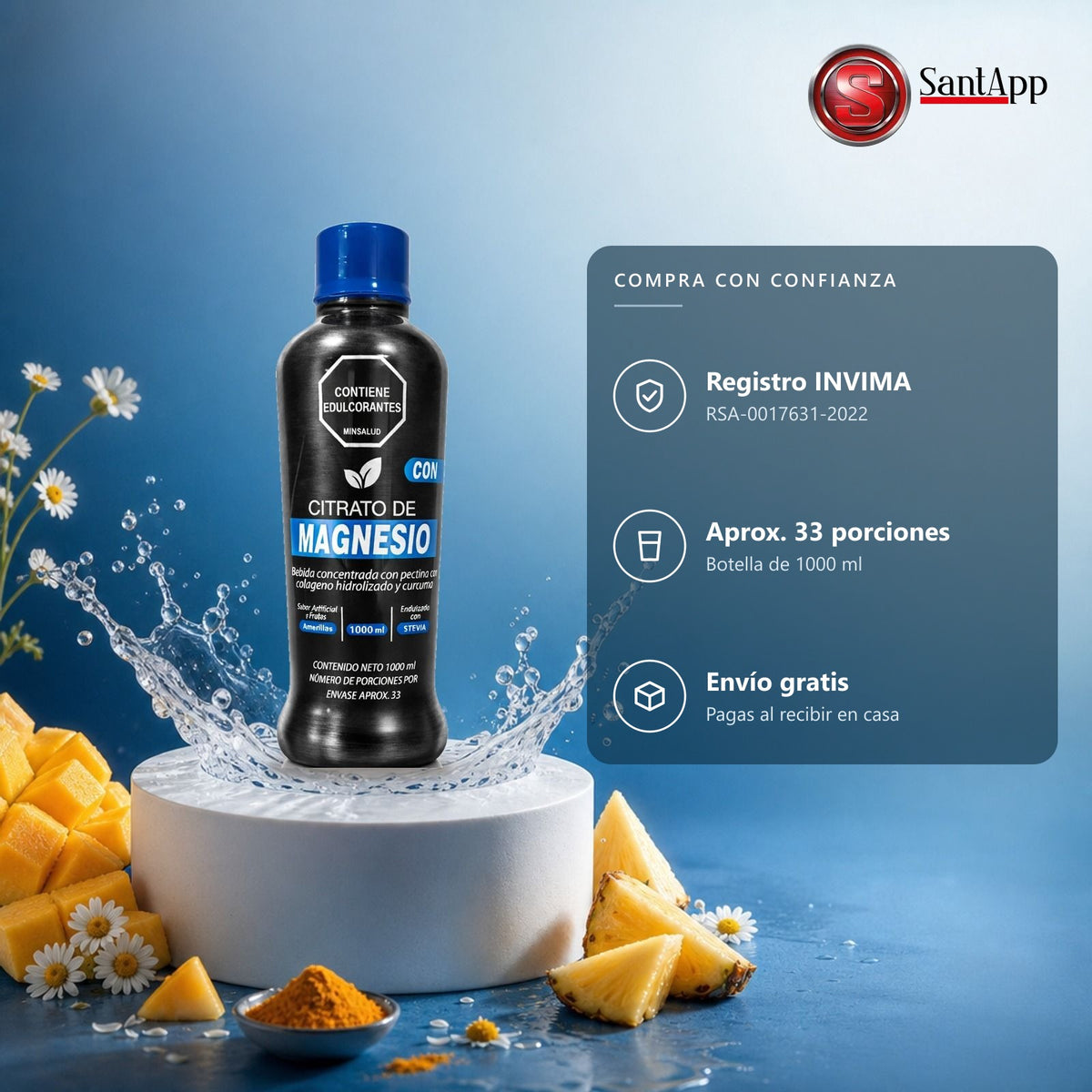Citrato de Magnesio con registro INVIMA RSA-0017631-2022, envío gratis y pago contra entrega