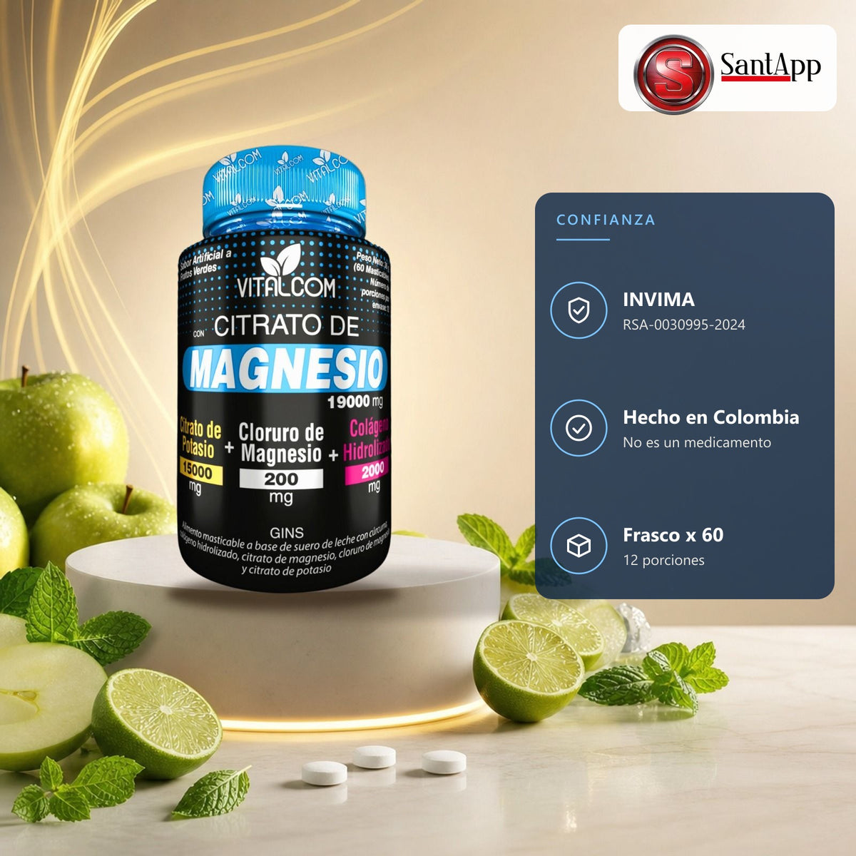 Citrato de Magnesio GINS Vitalcom con registro INVIMA RSA-0030995-2024
