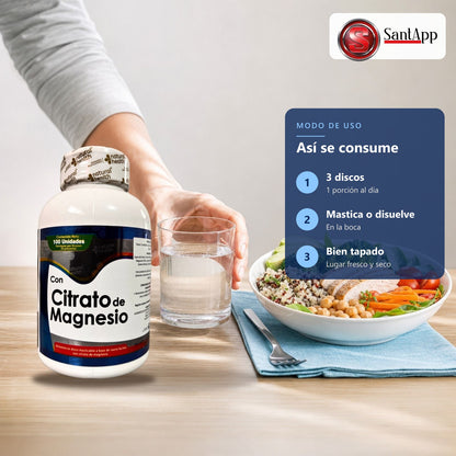 Cómo consumir: 3 discos masticables al día