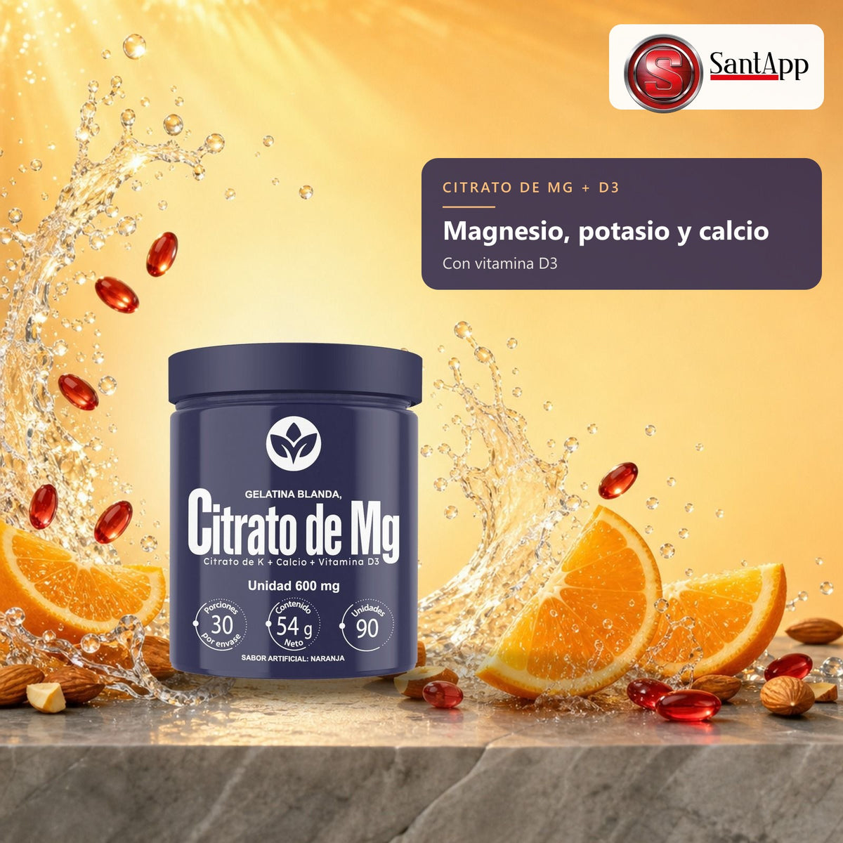 Cápsulas blandas de citrato de magnesio, potasio, calcio y vitamina D3