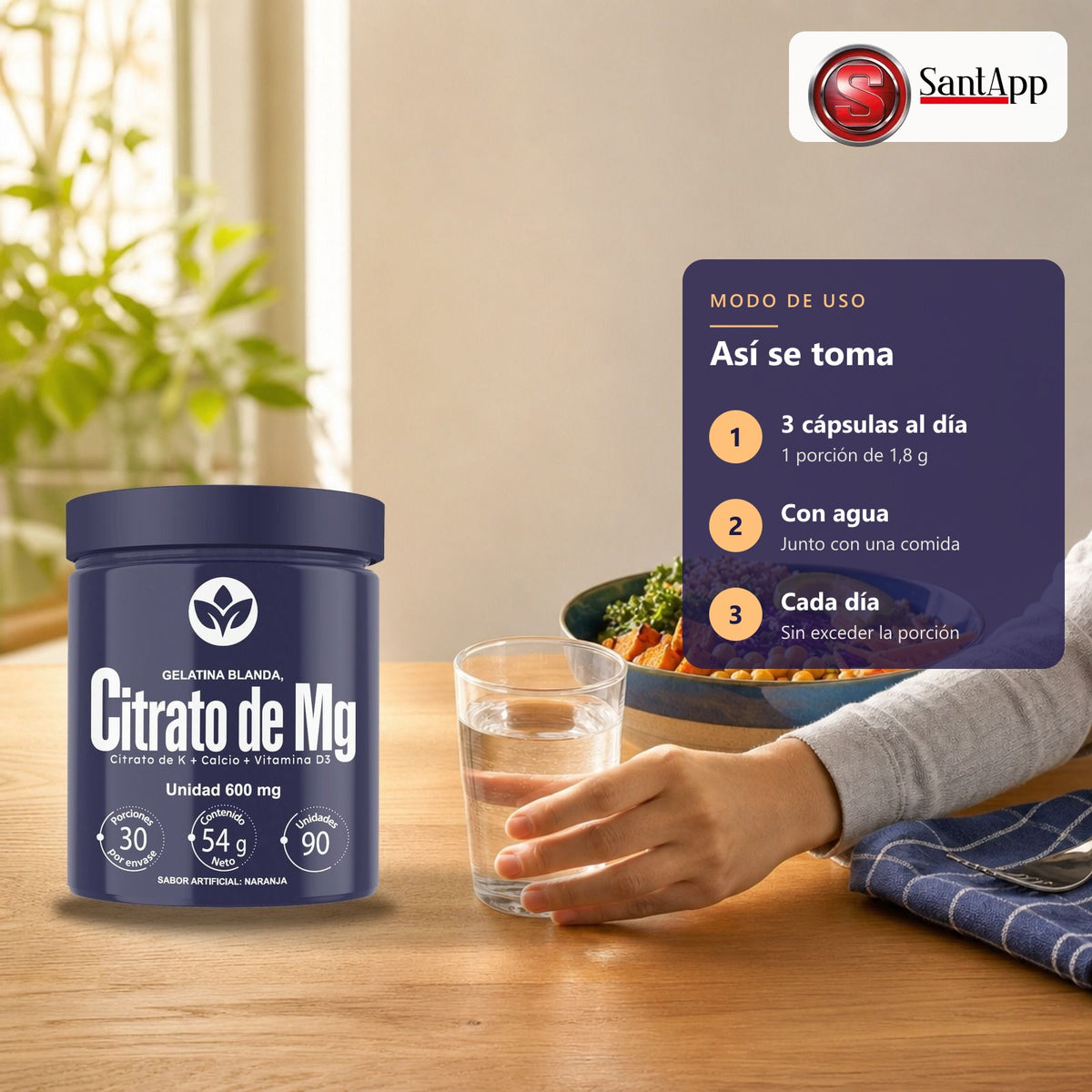 Cómo tomar Citrato de Mg con D3: 3 cápsulas al día