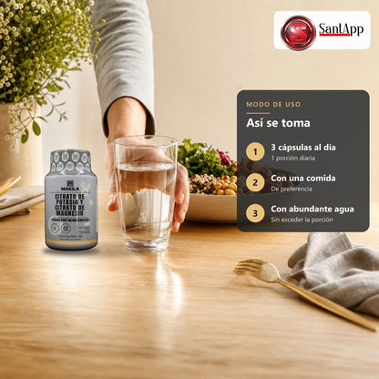 Cómo tomar citrato de potasio y magnesio Makila: 3 cápsulas al día con comida