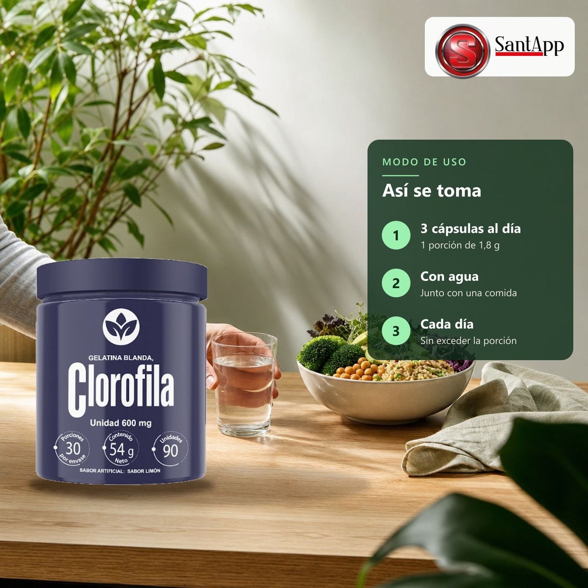 Cómo tomar Clorofila en cápsulas: 3 al día