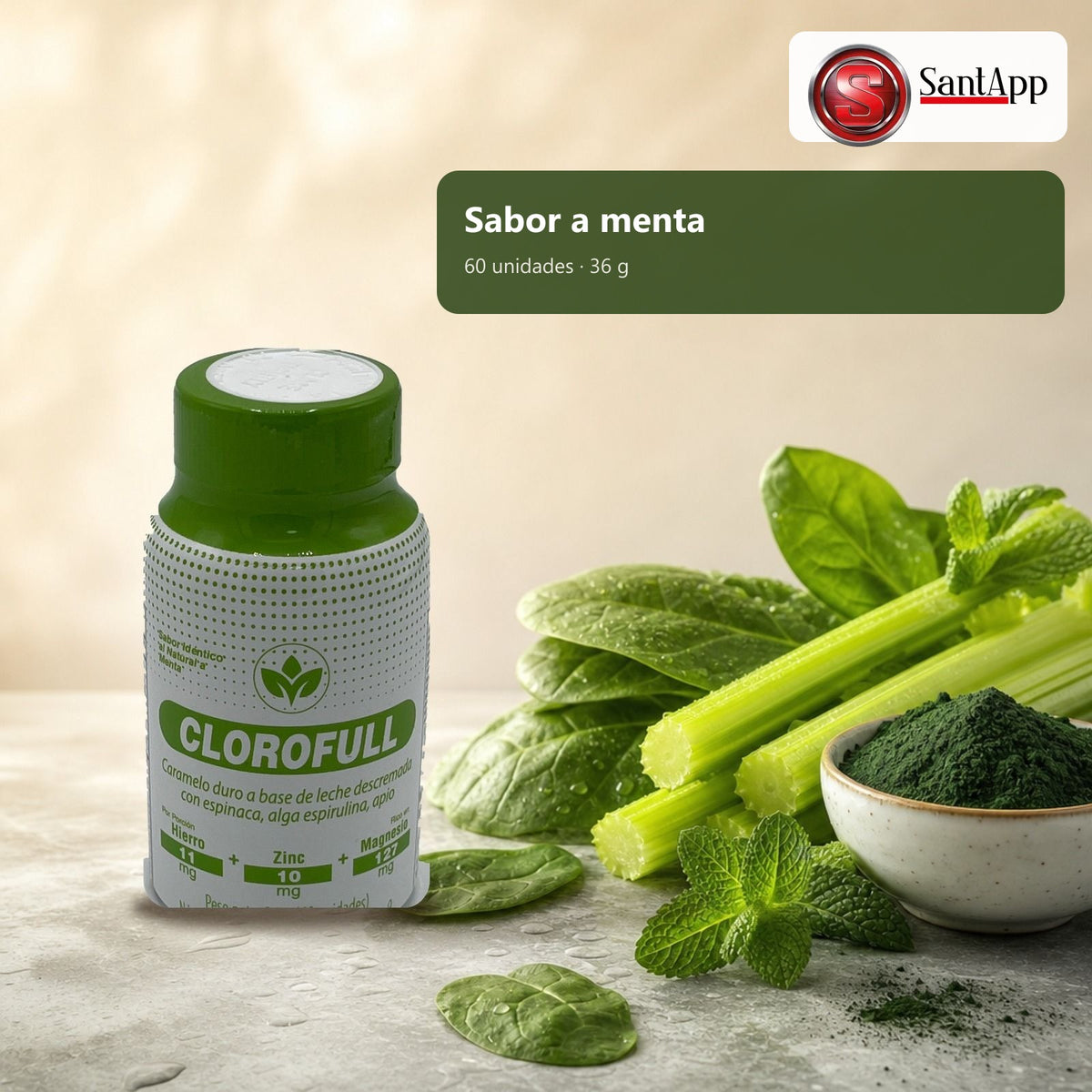 Clorofull sabor menta, frasco de 60