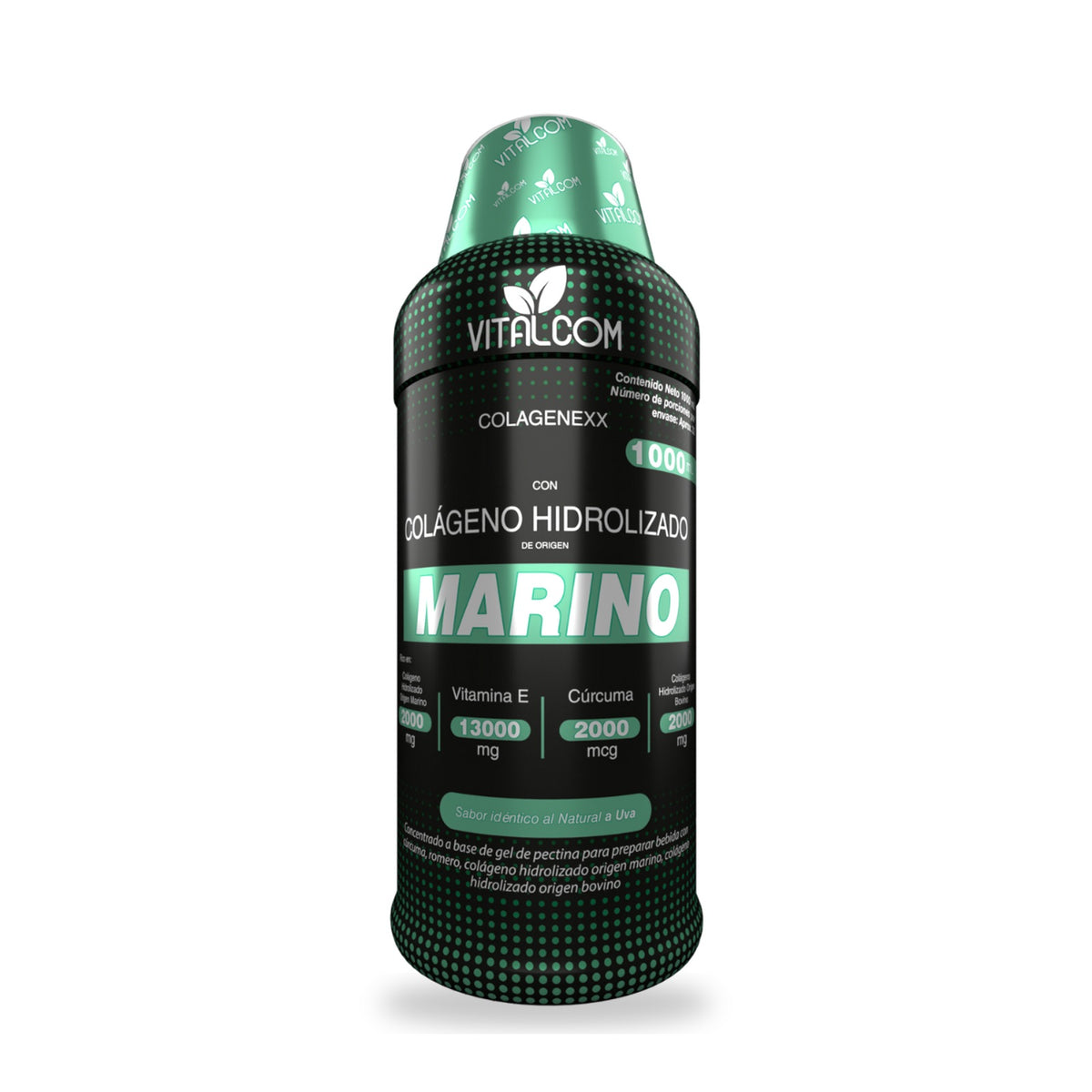 Colagenexx colágeno hidrolizado marino líquido con cúrcuma y romero sabor uva 1000 ml