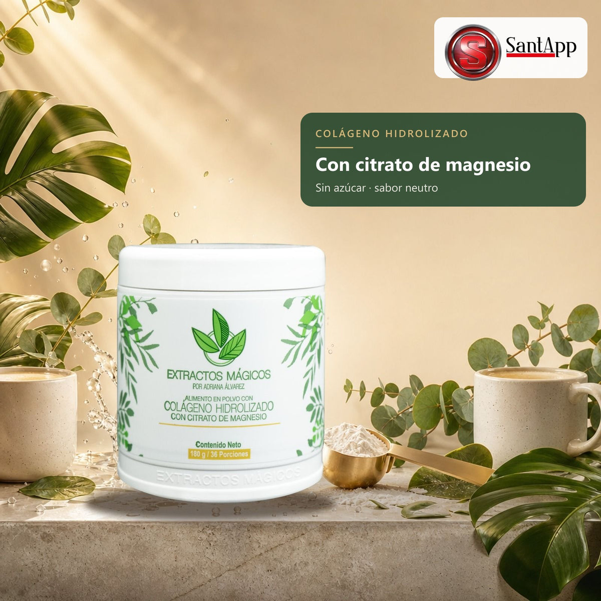 Colágeno hidrolizado en polvo con citrato de magnesio