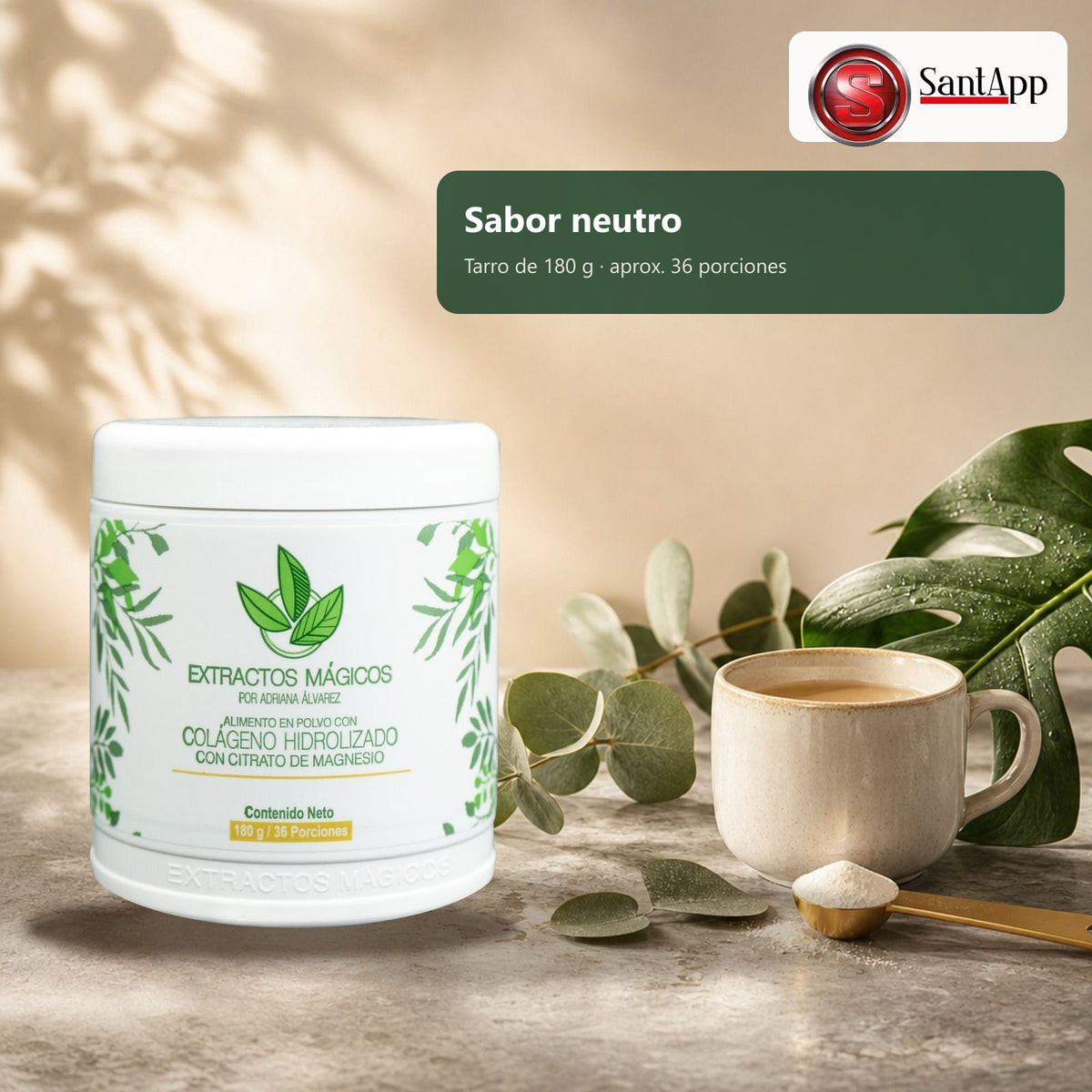 Colágeno sin azúcar y sin sabor, tarro de 180 g