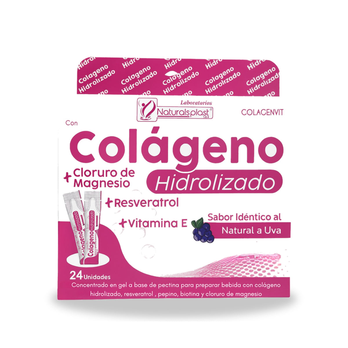 Colagenvit colágeno hidrolizado en sachets sabor uva x 24