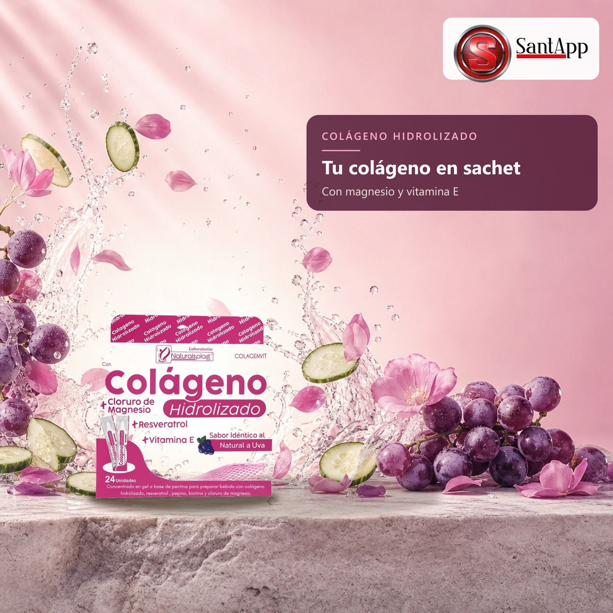 Colágeno hidrolizado con magnesio, resveratrol y vitamina E