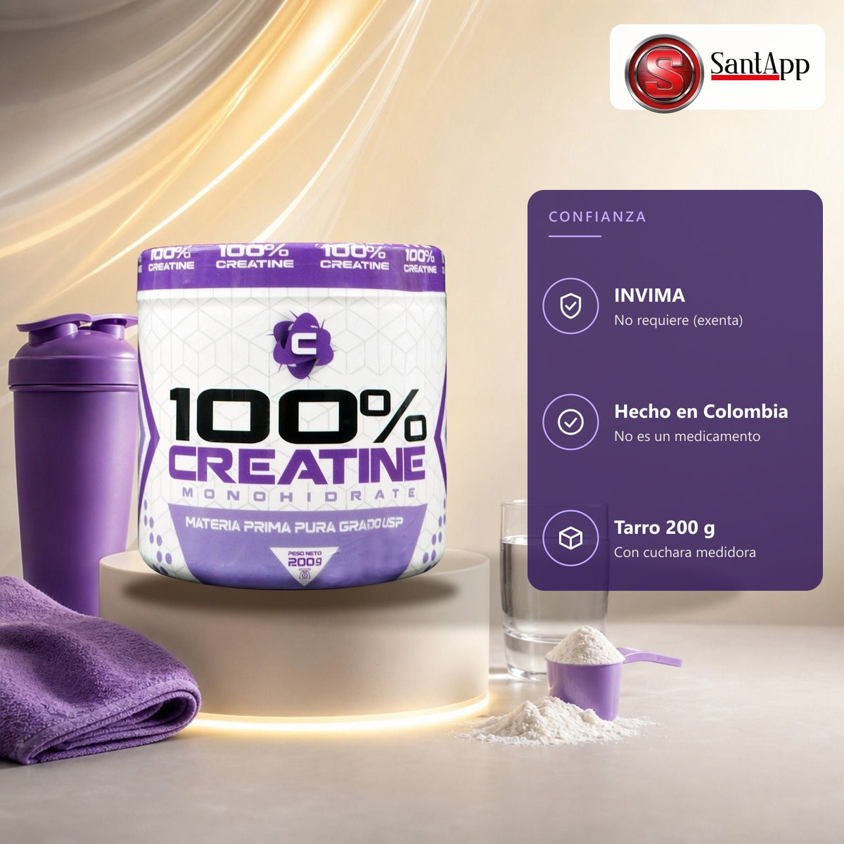 Creatina monohidratada exenta de registro sanitario