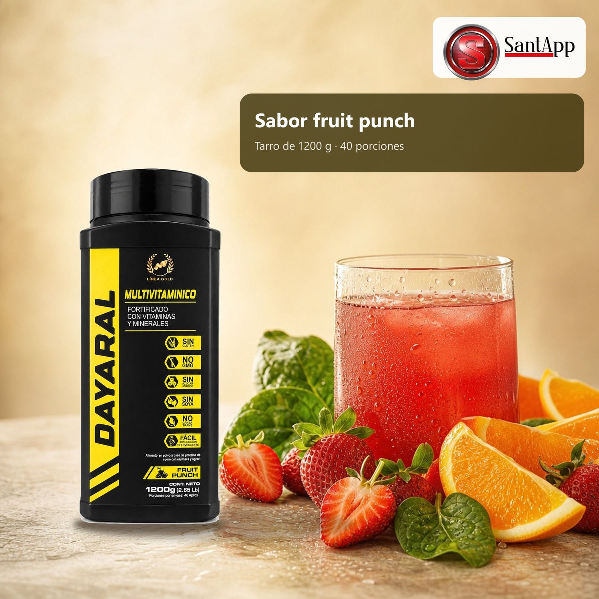 Dayaral sabor fruit punch, tarro de 1200 g