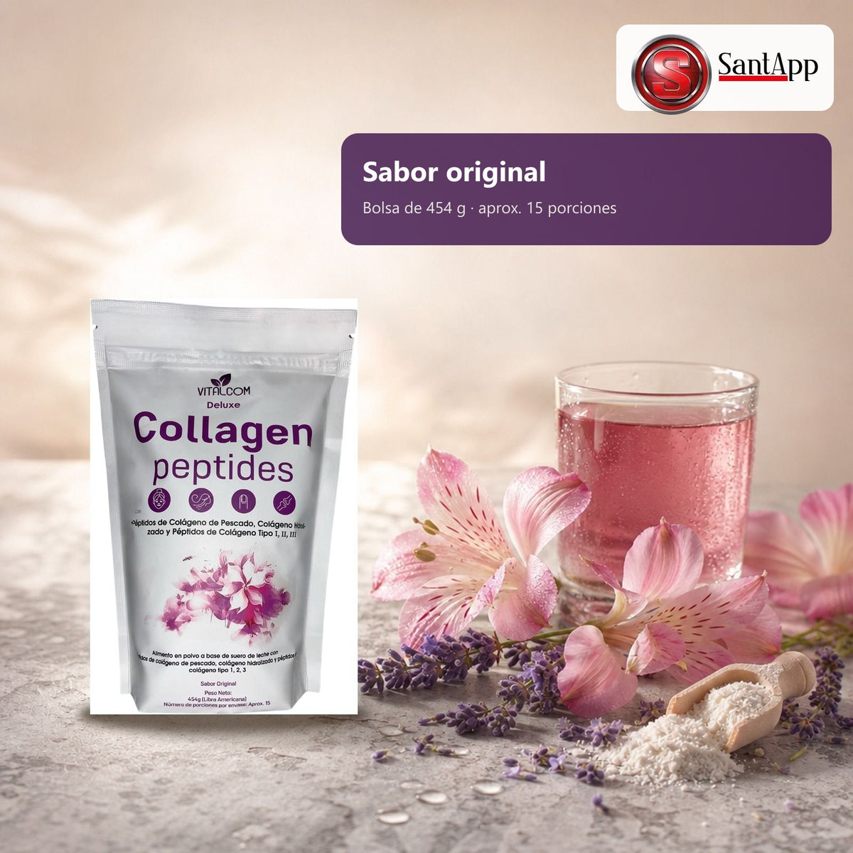 Deluxe Collagen sabor original, bolsa de 454 g