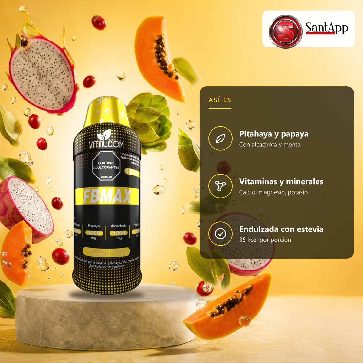FBMAX: 7,2 g de fibra, frutas, vitaminas y minerales por porción