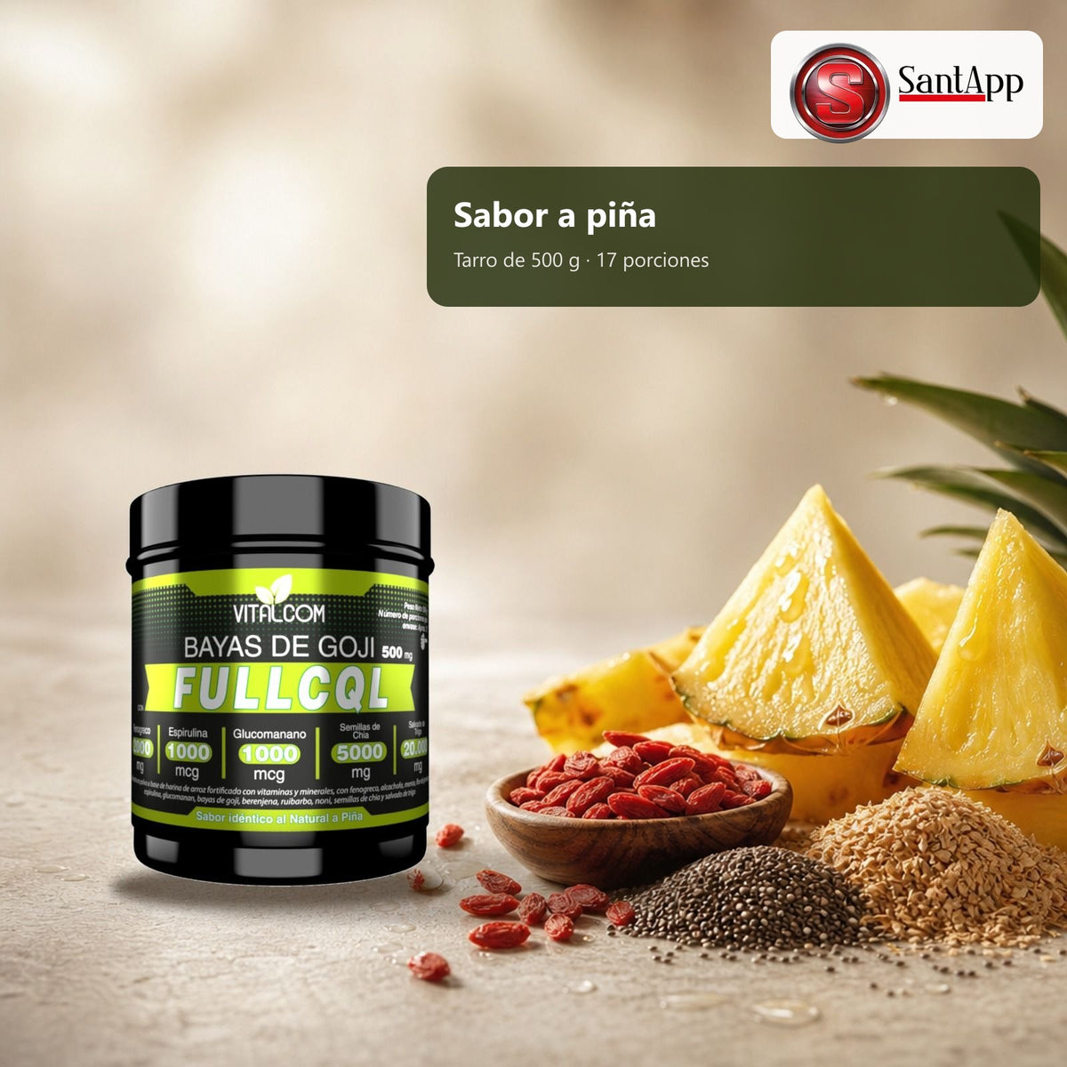FULLCQL sabor piña, tarro de 500 g