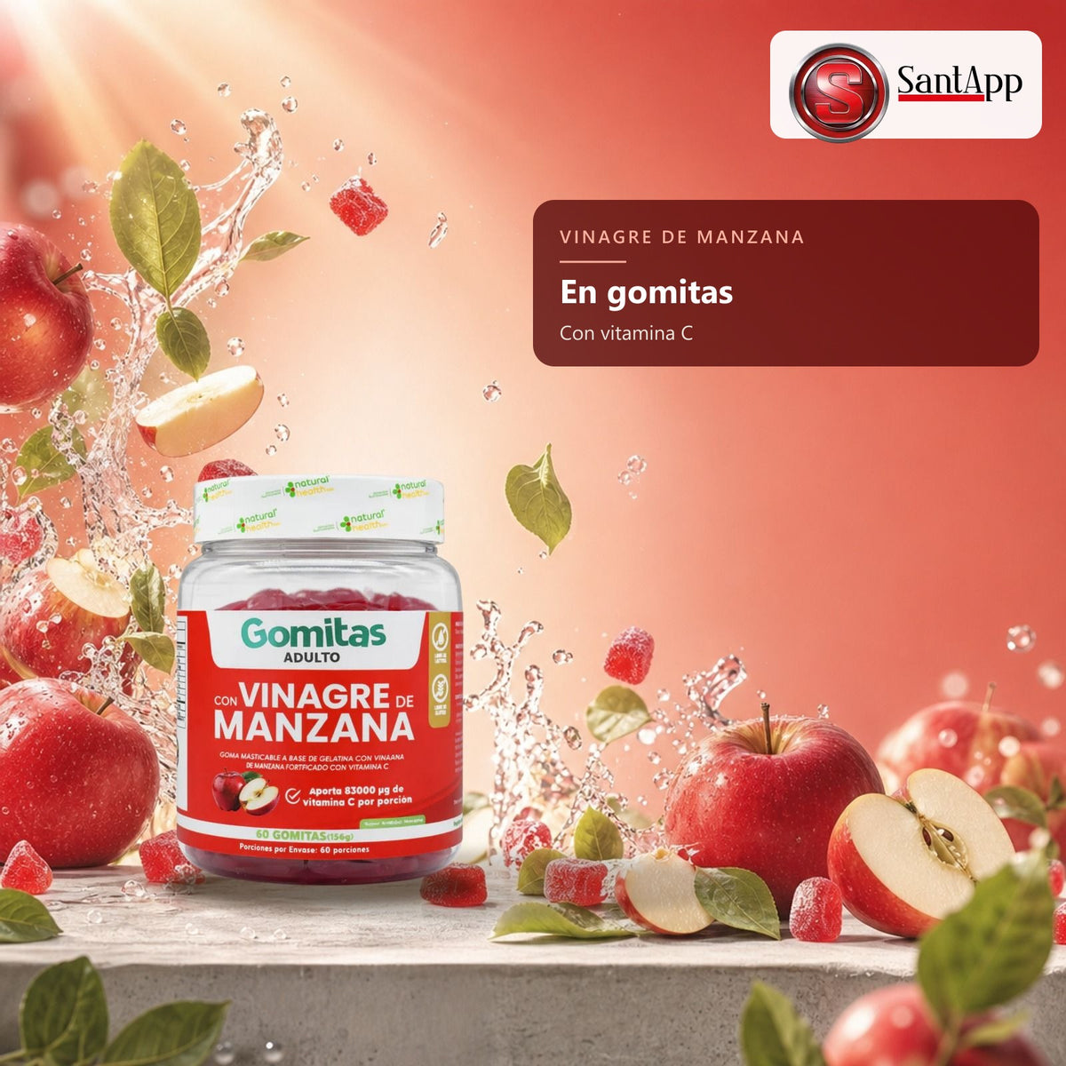 Gomitas de vinagre de manzana con vitamina C