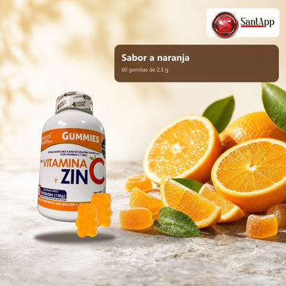 Gomitas sabor naranja sin azúcares, frasco de 60