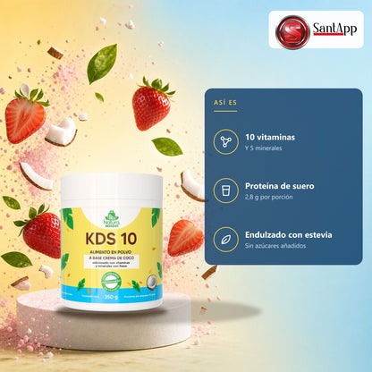 KDS 10: 10 vitaminas, 5 minerales, proteína de suero y endulzado con estevia