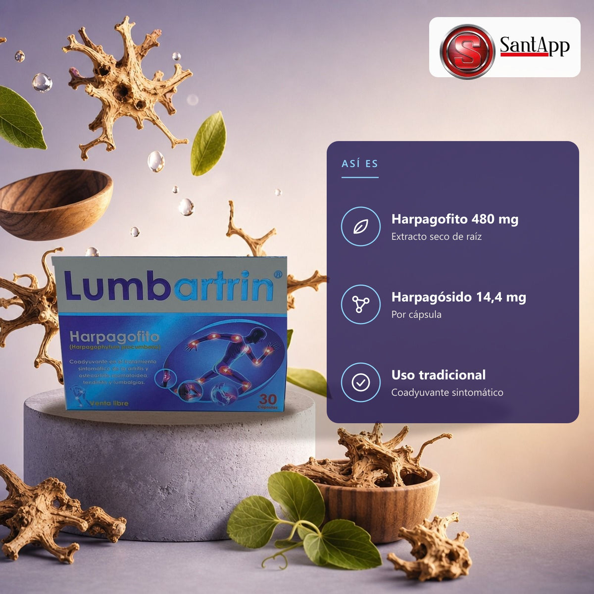 Lumbartrin: composición, 480 mg de harpagofito