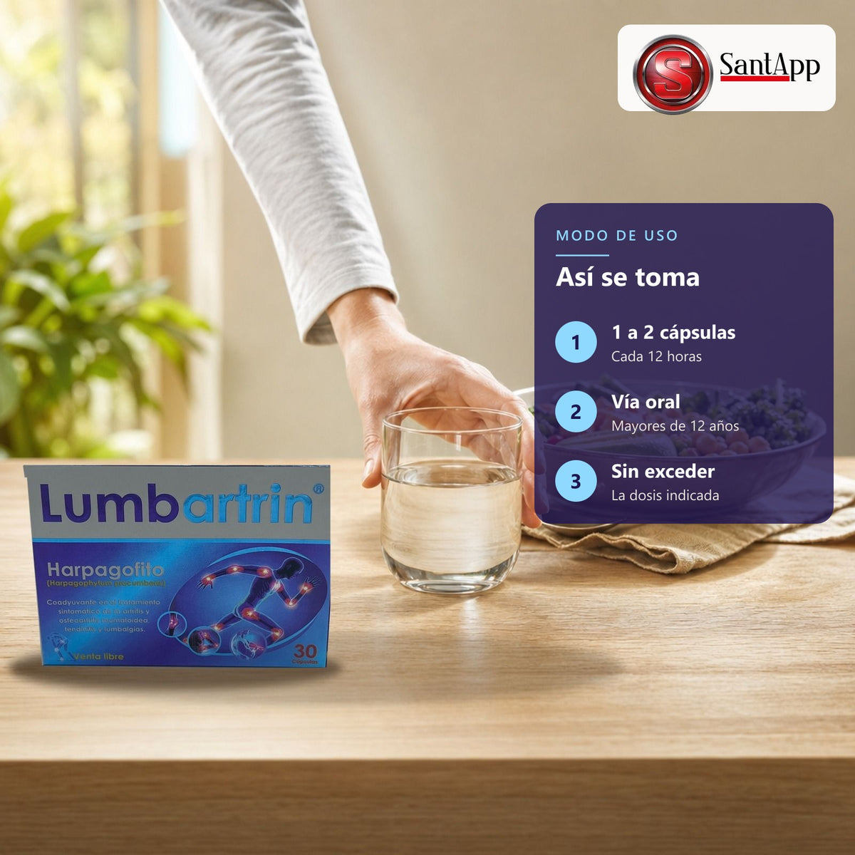 Cómo tomar Lumbartrin: 1 a 2 cápsulas cada 12 horas