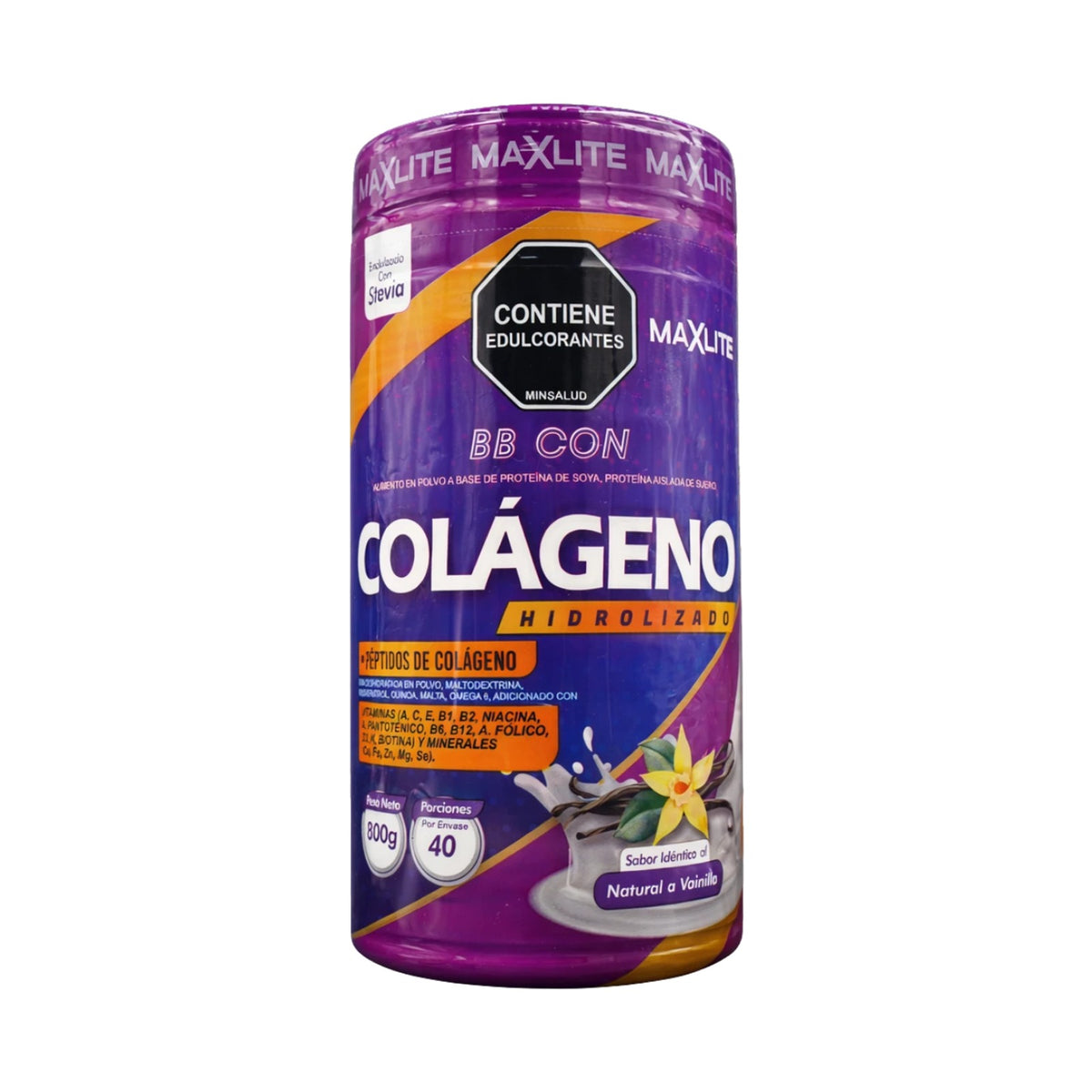 MaxLite colágeno hidrolizado con péptidos sabor vainilla 800 g