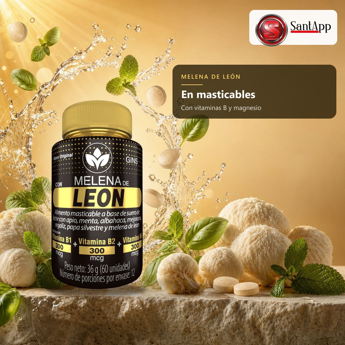 Masticables de melena de león con vitaminas B y magnesio