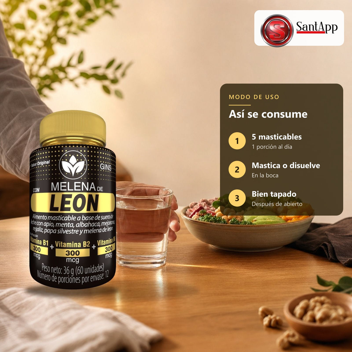 Cómo consumir Melena de León GINS: 5 masticables al día