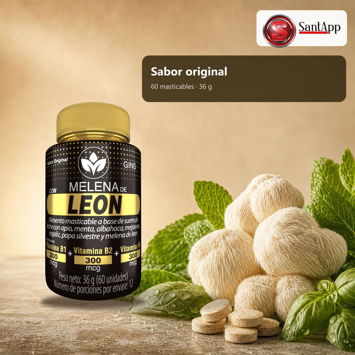 Masticables sabor original, frasco de 60