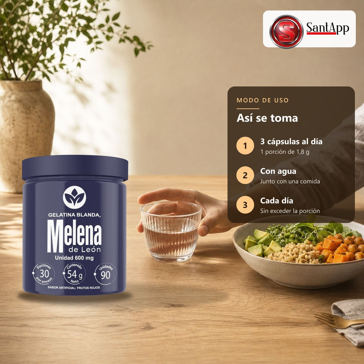 Cómo tomar Melena de León: 3 cápsulas al día