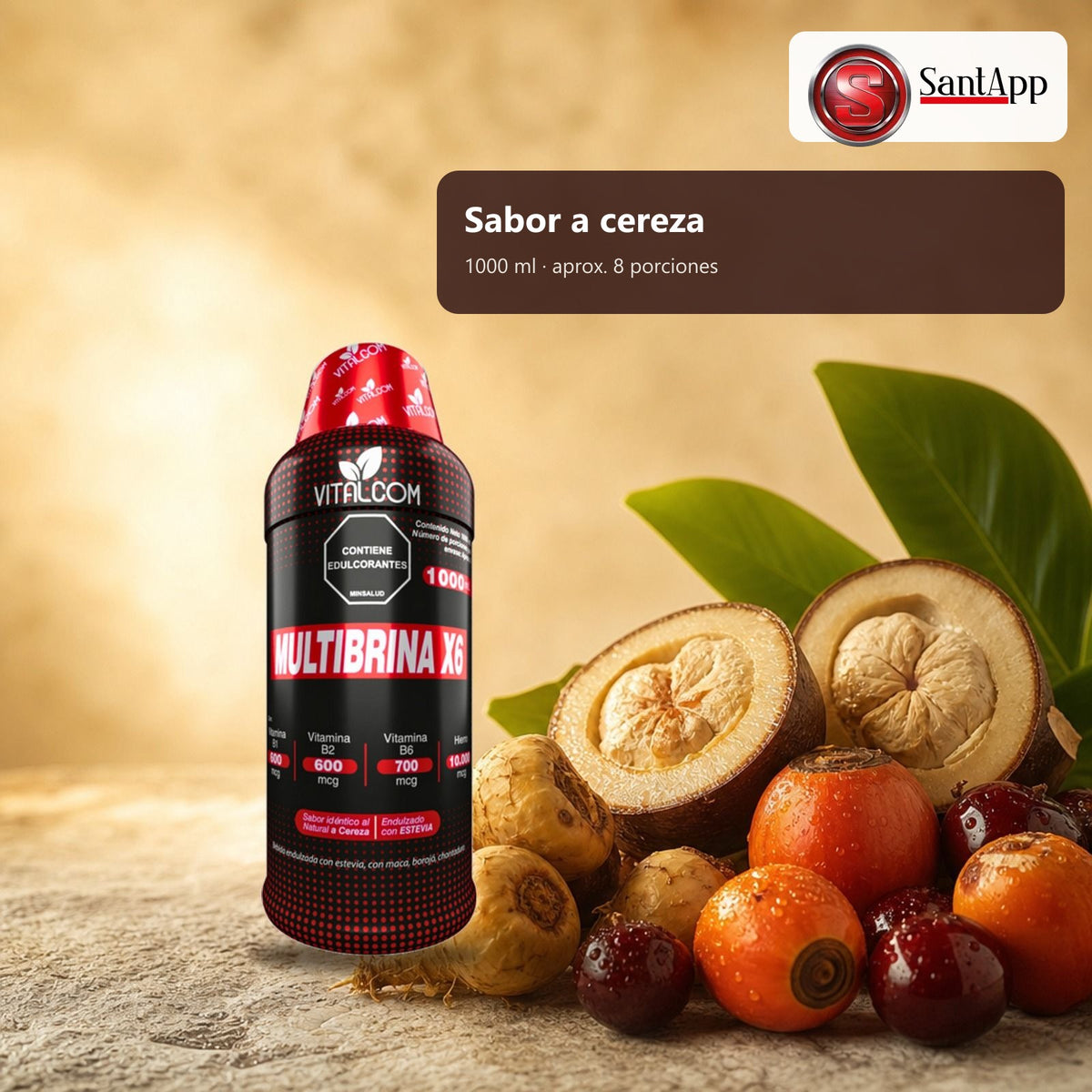 Multibrina X6 sabor cereza, 1000 ml, 8 porciones