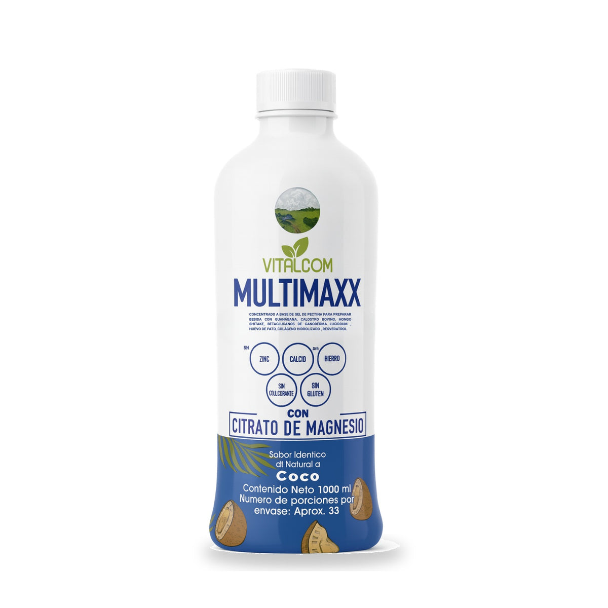 Multimaxx concentrado con citrato de magnesio, calostro y colágeno sabor coco 1000 ml