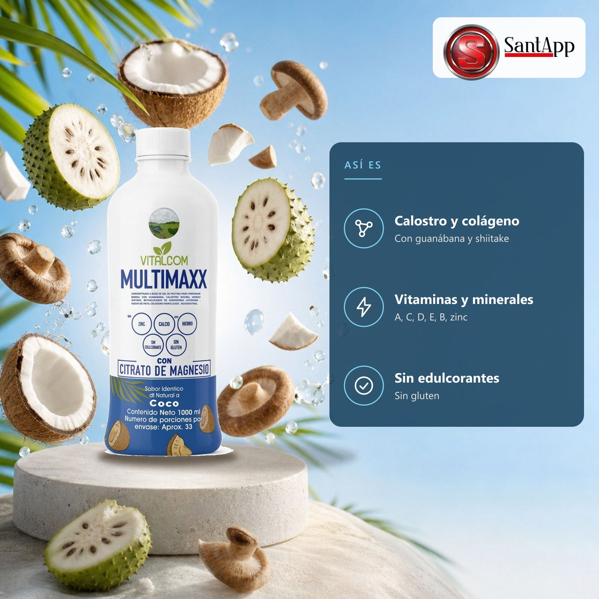 Multimaxx: magnesio, calostro, colágeno, guanábana y vitaminas