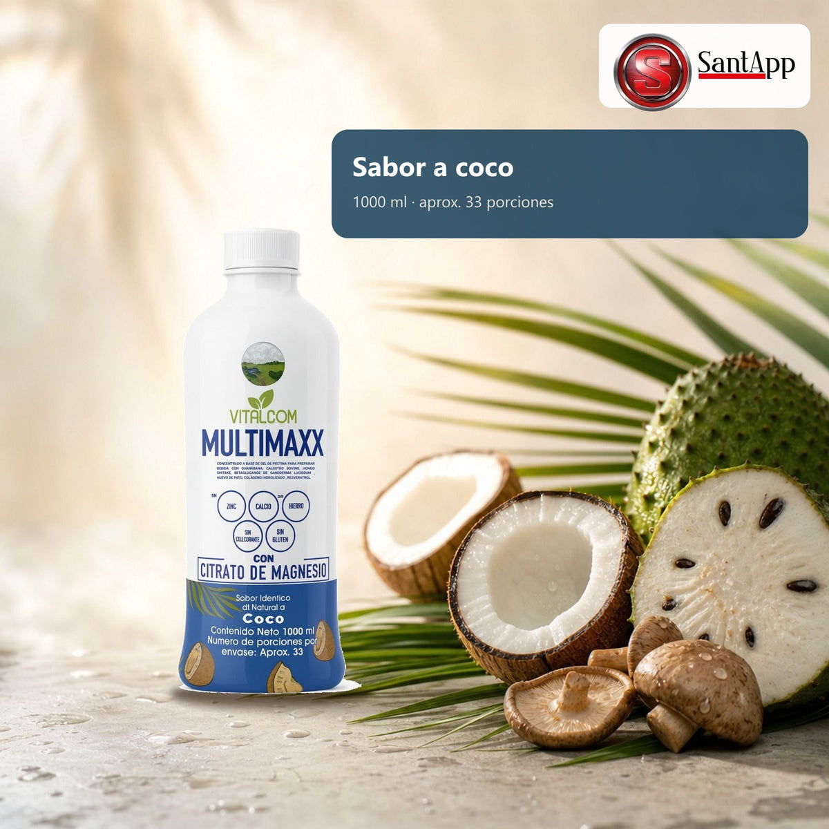 Multimaxx sabor coco, 1000 ml, 33 porciones